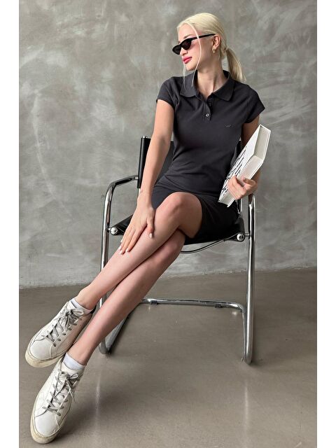 Madmext Füme Düğmeli Polo Yaka Kadın Elbise Mg2305 - S000347743-33408