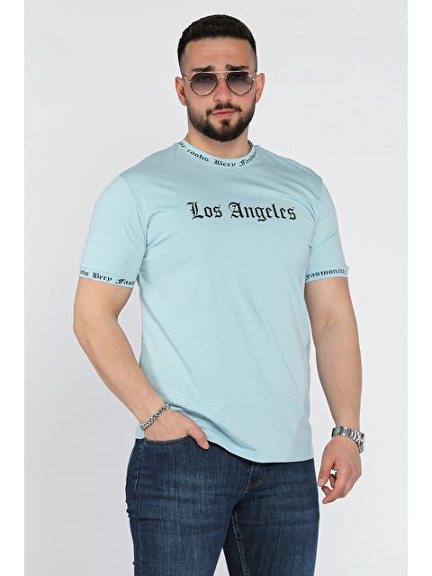 Mishar İtalia Erkek Bisiklet Yaka Yazı Baskılı Tişört - S000361448-1180