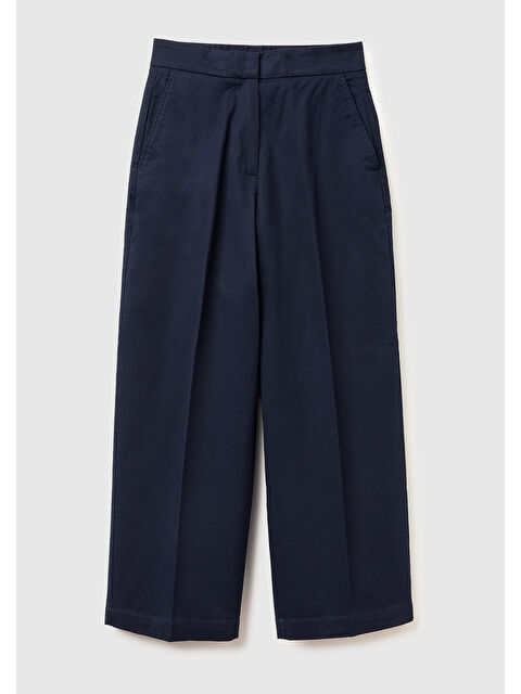 United Colors Of Benetton Kadın Lacivert Pamuk Karışımlı Beli Lastik Detaylı Balon Paça Pantolon - S000517667-21164