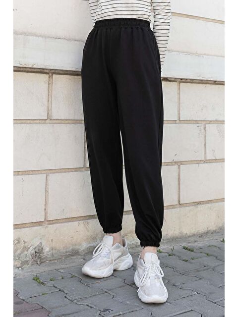 Lamelif Bel Ve Paça Lastikli Eşofman Siyah - S000518449-19351