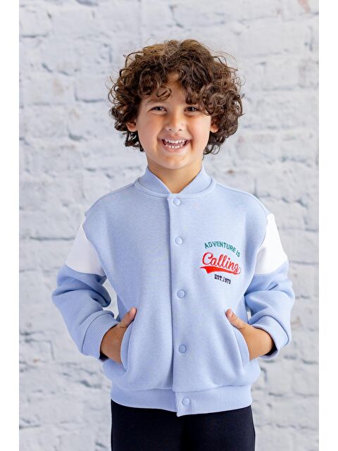 ZEYLAND Unisex Çocuk Baskılı Kolej Ceket - Mavi - S000316566-17234