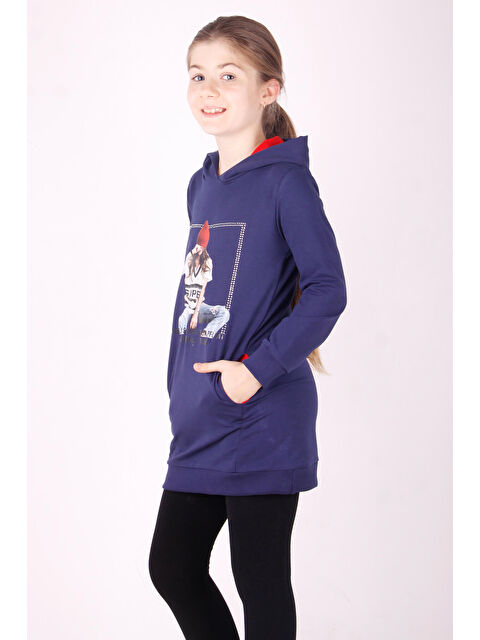 Toontoykids Kız Çocuk Bereli Kız Baskılı Kapüşonlu Elbise - S000420120-21164