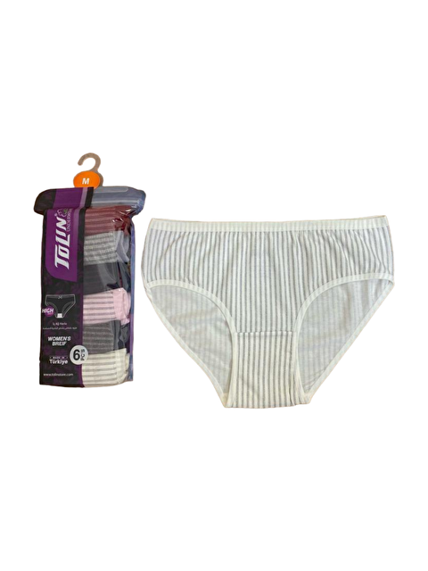 Tolin Kadın 6 lı Pamuklu Elastanlı Baskılı Havlu Ağ Orta Bel Külot Seti 2276177 - S000233872-23173