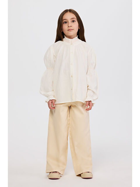 Panço Kız Çocuk Ekru Gömlek - S000514404-19965