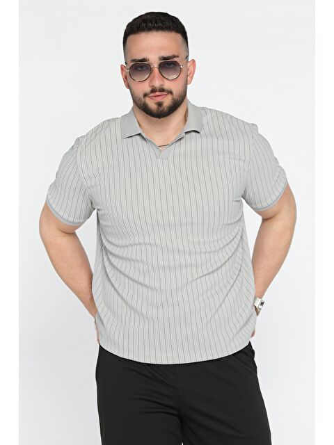 Mishar İtalia Bisiklet Yaka Jakarlı Erkek Tişört - S000372977-20600