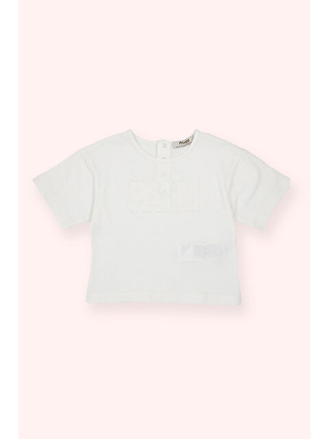 Panço Erkek Bebek Nakış Detaylı Ekru Tişört - S000518372-19965