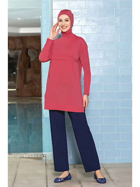 Remsa Önü Cepli Elastanlı Tam Kapalı Tesettür Mayo 1254 Fuşya - S000347747-18686