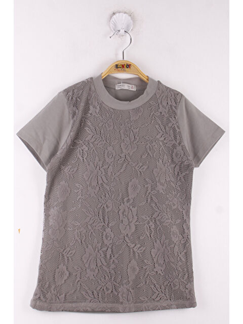 Toontoykids Kız Çocuk Önü Dantelli Okul Tişört