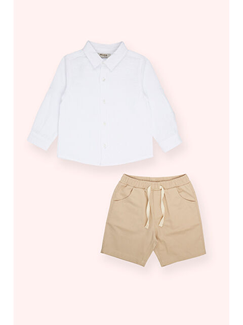 Panço Erkek Bebek Şortlu 2'li Bej Takım - S000518453-19928