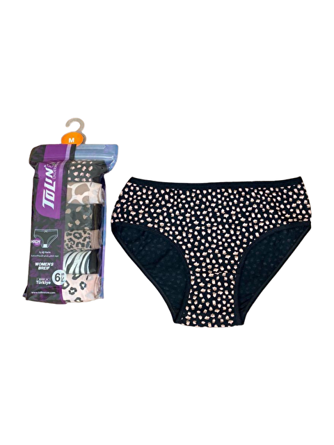 Tolin Kadın 6 lı Pamuklu Elastanlı Baskılı Havlu Ağ Orta Bel Külot Seti 2276178 - S000233874-23173