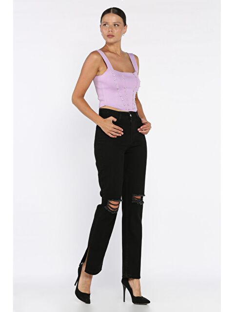 Gülseli Yırtmaçlı Kadın Jean Jean Pantolon - S000412608-19351