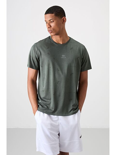 Tommylife Haki Polyester Nefes Alan Jakarlı İnce Esnek Standart Fit Erkek Performans Tişört - 88397 - S000193834-18547