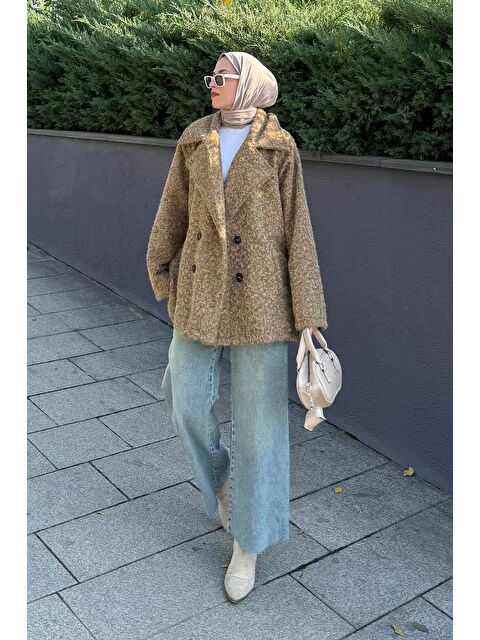 Lamelif Sakal Kumaş Kaban Soft Kahve - S000518112-19413