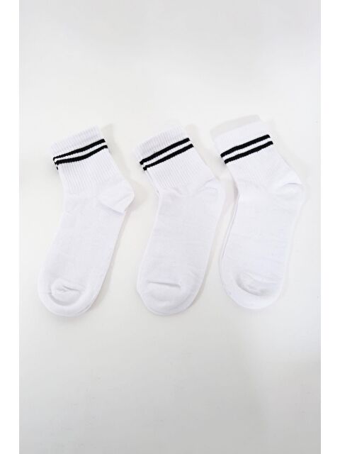 C&City Erkek Çizgili Kısa 3'lü Soket Çorap Seti Siyah/Çizgili - S000220256-19351