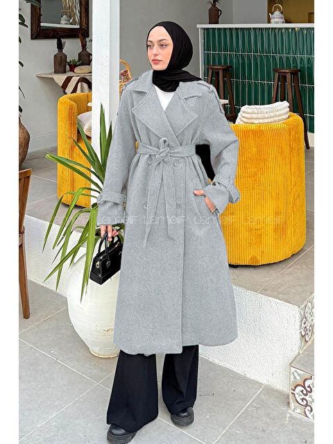 Lamelif Oversize Kaban Gri - S000518451-20600