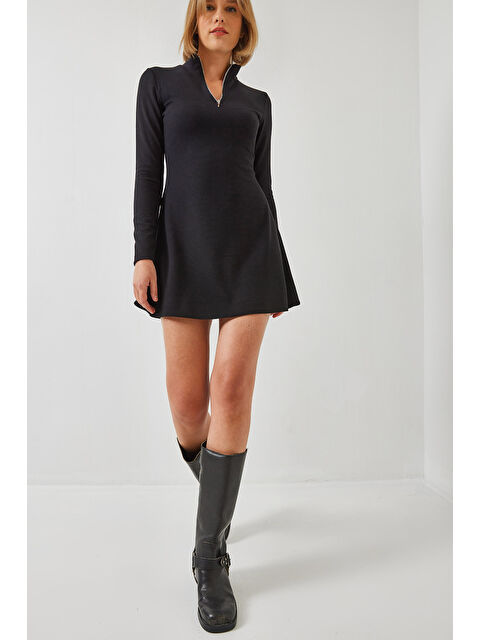 SHADE Kadın Fermuarlı Fitilli Ottoman Kumaş Elbise - S000375230-19351