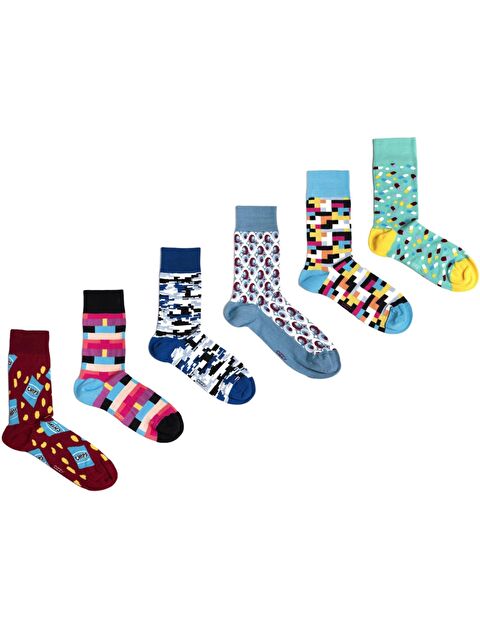 Ozzy Socks 6 Çift Organik Pamuklu Dikişsiz Erkek Çok Renkli Desenli Çorap - S000132676-23173