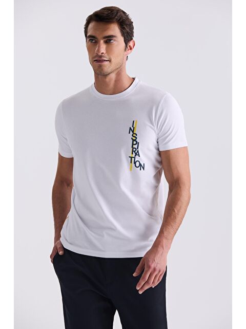 JAKAMEN Beyaz Slim Fit Bisiklet Yaka T-Shirt - S000496979-20063
