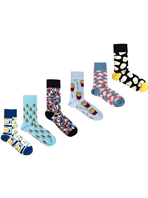 Ozzy Socks 6 Çift Organik Pamuklu Dikişsiz Erkek Çok Renkli Desenli Çorap - S000132677-23173