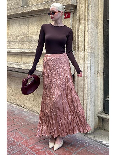 Madmext Parlak Lila Kırışık Desen Kadın Etek Mg2290 - S000337756-17878