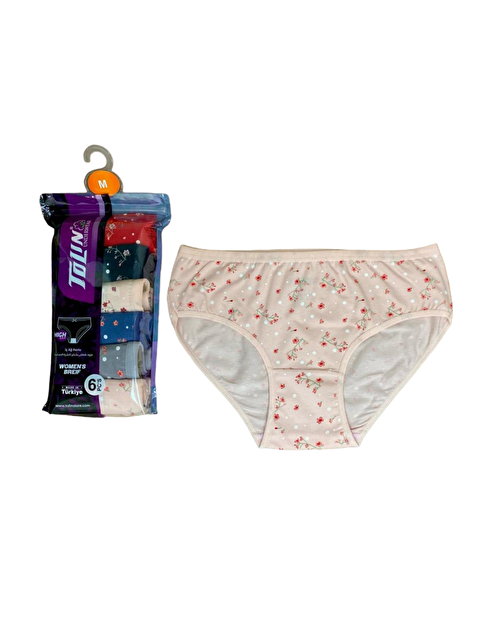 Tolin Kadın 6 lı Pamuklu Elastanlı Baskılı Havlu Ağ Orta Bel Külot Seti 2276179 - S000233876-23173