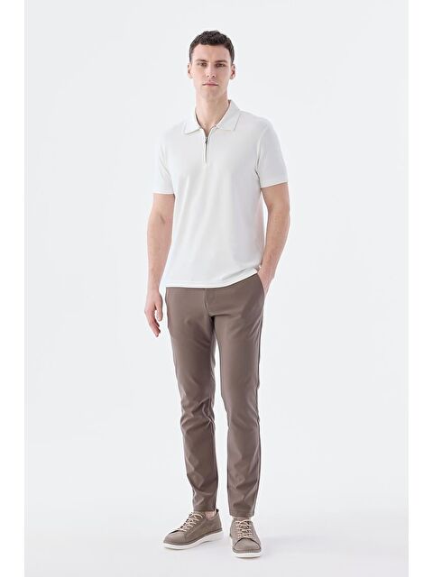 JAKAMEN Beyaz Slim Fit Apaş Yaka T-Shirt - S000496959-20063