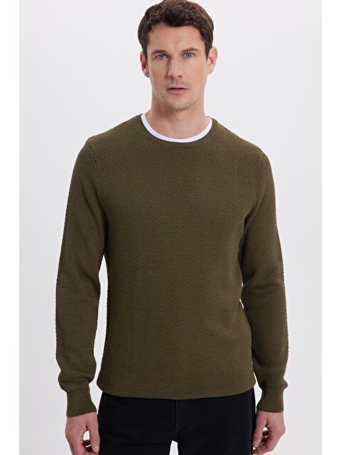 TUDORS Erkek Standart Fit Normal Kesim Bisiklet Yaka Petek Desenli Erkek Kazak - S000519813-18547