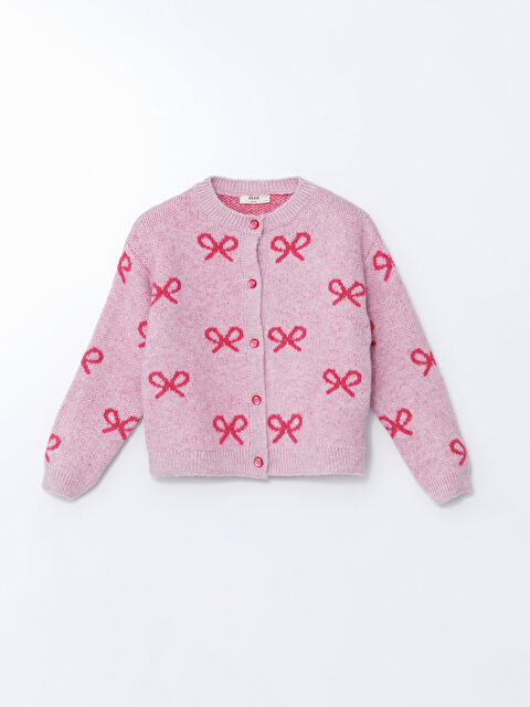 Dexia BOW2 - Fiyonk Desenli Bisiklet Yaka Triko Hırka - Pembe Renk - S000331209-20024