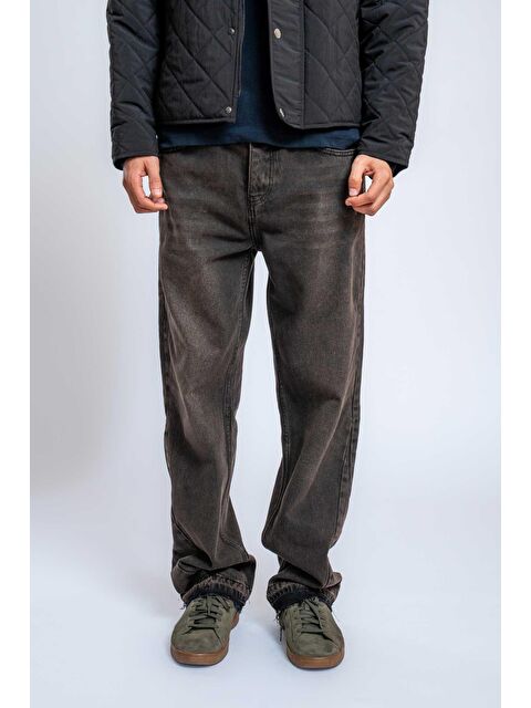 Abluka Online Erkek Baggy Fit Yıkamalı Jean Pantolon Kahverengi - S000487333-19413