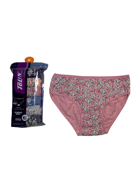 Tolin Kadın 6 lı Pamuklu Elastanlı Baskılı Havlu Ağ Orta Bel Külot Seti 2276180 - S000233877-23173