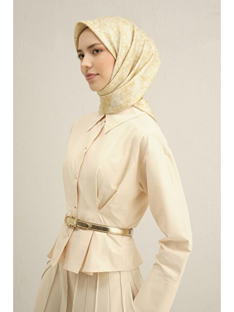 ARMİNE Çiçek Desenli Saf İpek Sura Eşarp 9311 07 - S000500524-19928