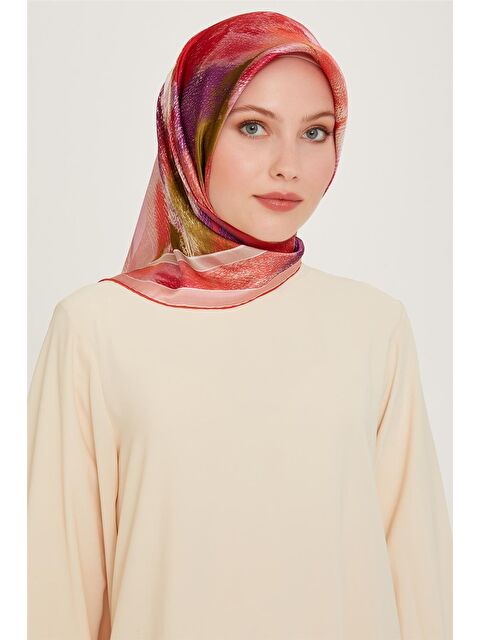 ARMİNE Soyut Desenli Twill Saf İpek Eşarp 9240D 01 - S000500526-23173