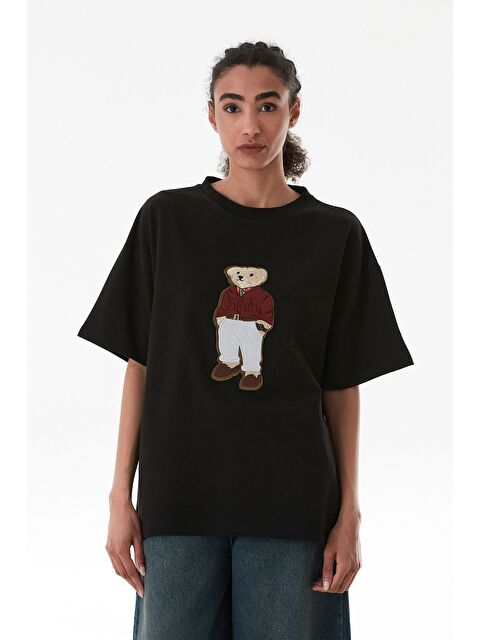Fullamoda Ayıcık Nakışlı Oversize Tişört - S000380933-19351