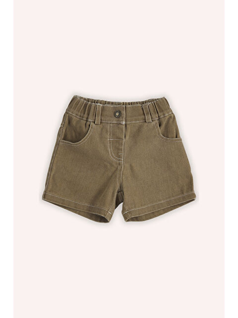 Panço Kız Bebek Beli Lastikli Camel Jean Şort - S000518469-4557