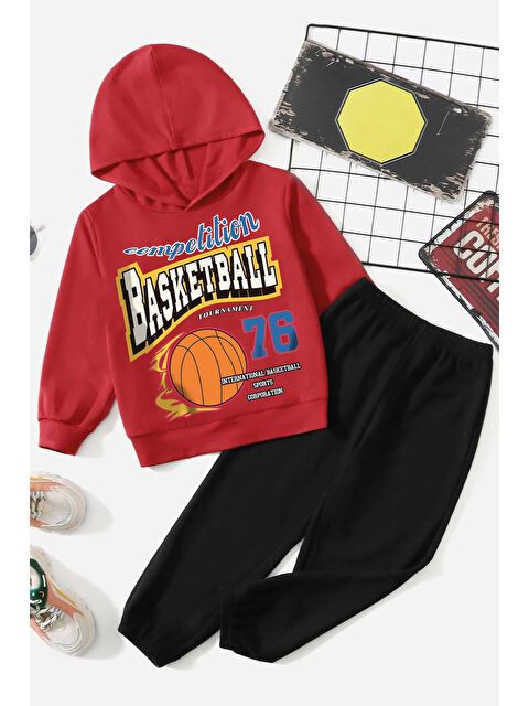 uyguntarz Basketball Baskılı Çocuk Rahat Eşofman Takımı - S000287122-20045