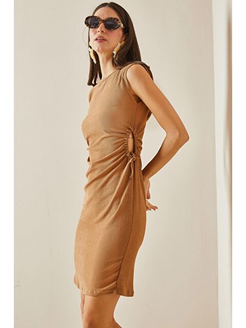 Xhan Vizon Büzgü Detaylı Askılı Örme Midi Elbise 5YXK6-48533-29 - S000194006-26429