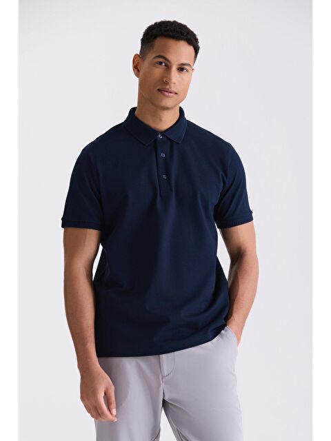 JAKAMEN Lacivert Slim Fit %100 Pamuk Merserize Polo Yaka T-Shirt - S000496989-21164