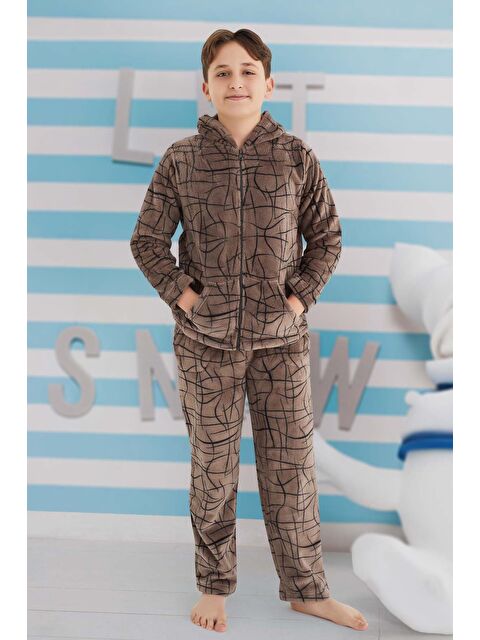 Remsa Erkek Çocuk Polar Pijama Takımı 240520 Kahverengi - S000468321-19413