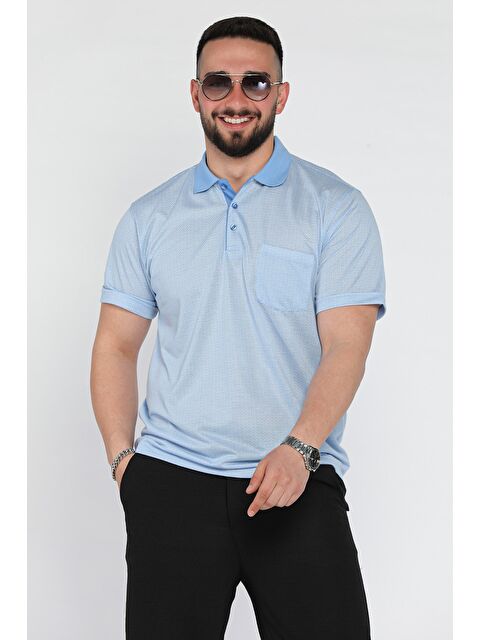 Mishar İtalia Erkek Polo Yaka Tek Cepli Kendinden Desenli Tişört - S000372953-17234