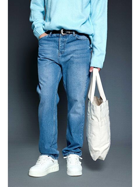 Abluka Online Erkek Baggy Fit Jean Mavi - S000487341-17234
