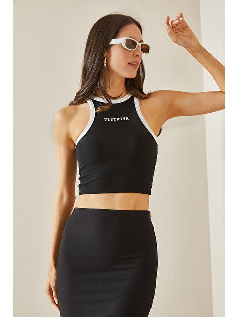Xhan Siyah Askılı Crop Bluz 5YXK2-48537-02 - S000194015-19351