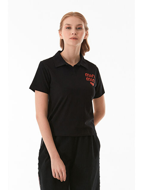 Fullamoda Min Min Baskılı Polo Yaka Tişört - S000380945-19351