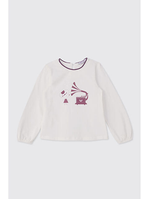 Panço Kız Bebek Baskı Detaylı Ekru Tişört - S000514408-19965