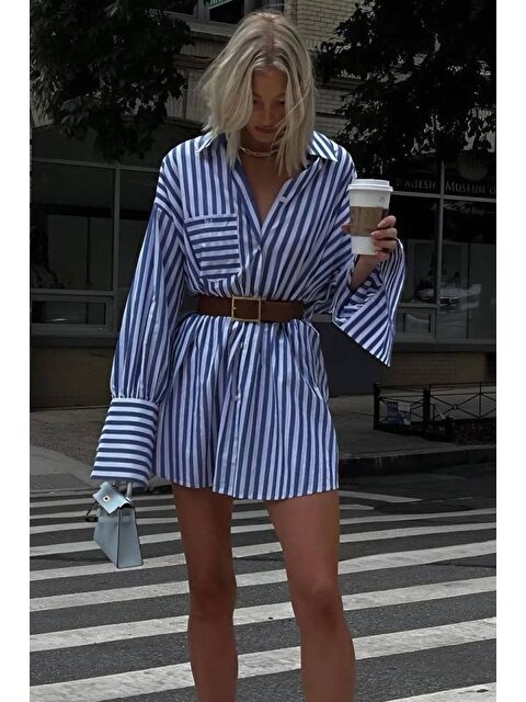 Jane's Kadın Gömlek -elbise çizgili Desen - S000529231-20063