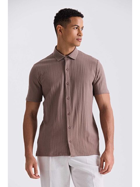 JAKAMEN Bej Slim Fit Düğmeli Gömlek - S000496963-19928