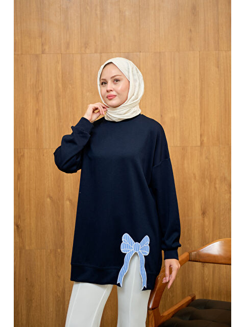 Locco Moda Kadın Fiyonk Nakışlı Tunik Lacivert - S000449593-21164