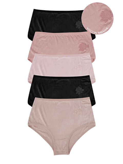 Dominant Kadın Viscon Ribana Yüksel Bel Külot 5'li Paket - S000458236-23173