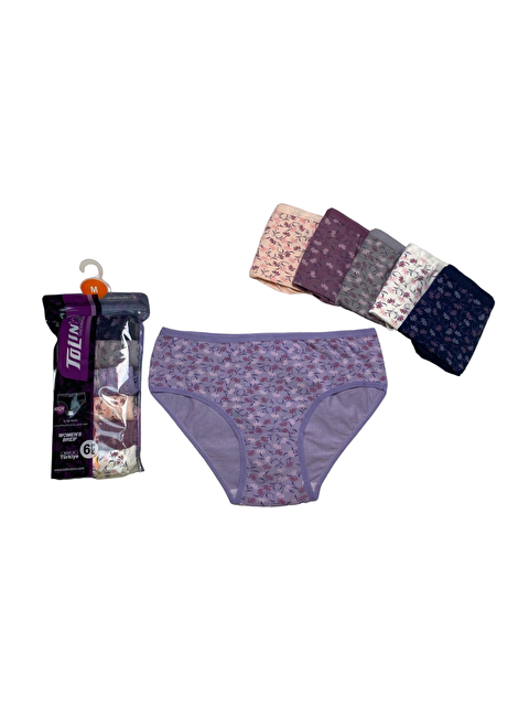 Tolin Kadın 6 lı Pamuklu Elastanlı Baskılı Havlu Ağ Orta Bel Külot Seti 2276184 - S000233884-23173
