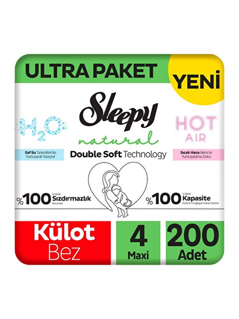 Sleepy Natural Double Soft Ultra Paket Külot Bez 4 Numara Maxi 200 Adet - S000531483-10231