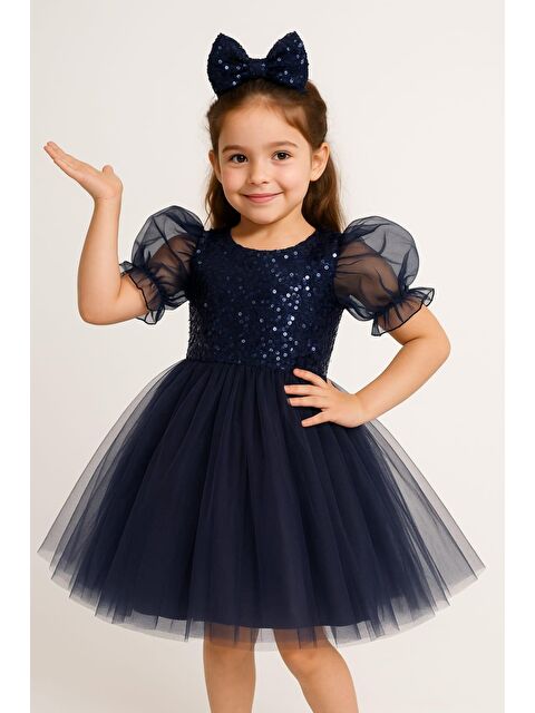Mnk Baby & Kids Balon Kol Pul Payet Kız Çocuk Tütü Elbise M00751 - S000437405-21164